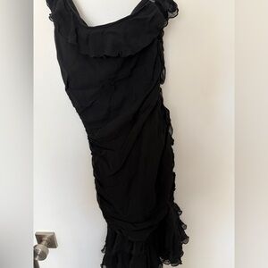 Express black one shoulder ruffle dress size 2